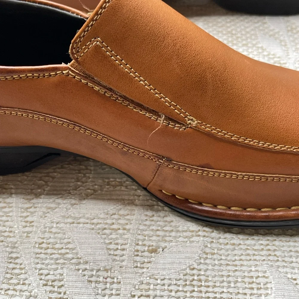 Franco Fortini men's tan leather square-toe loafers